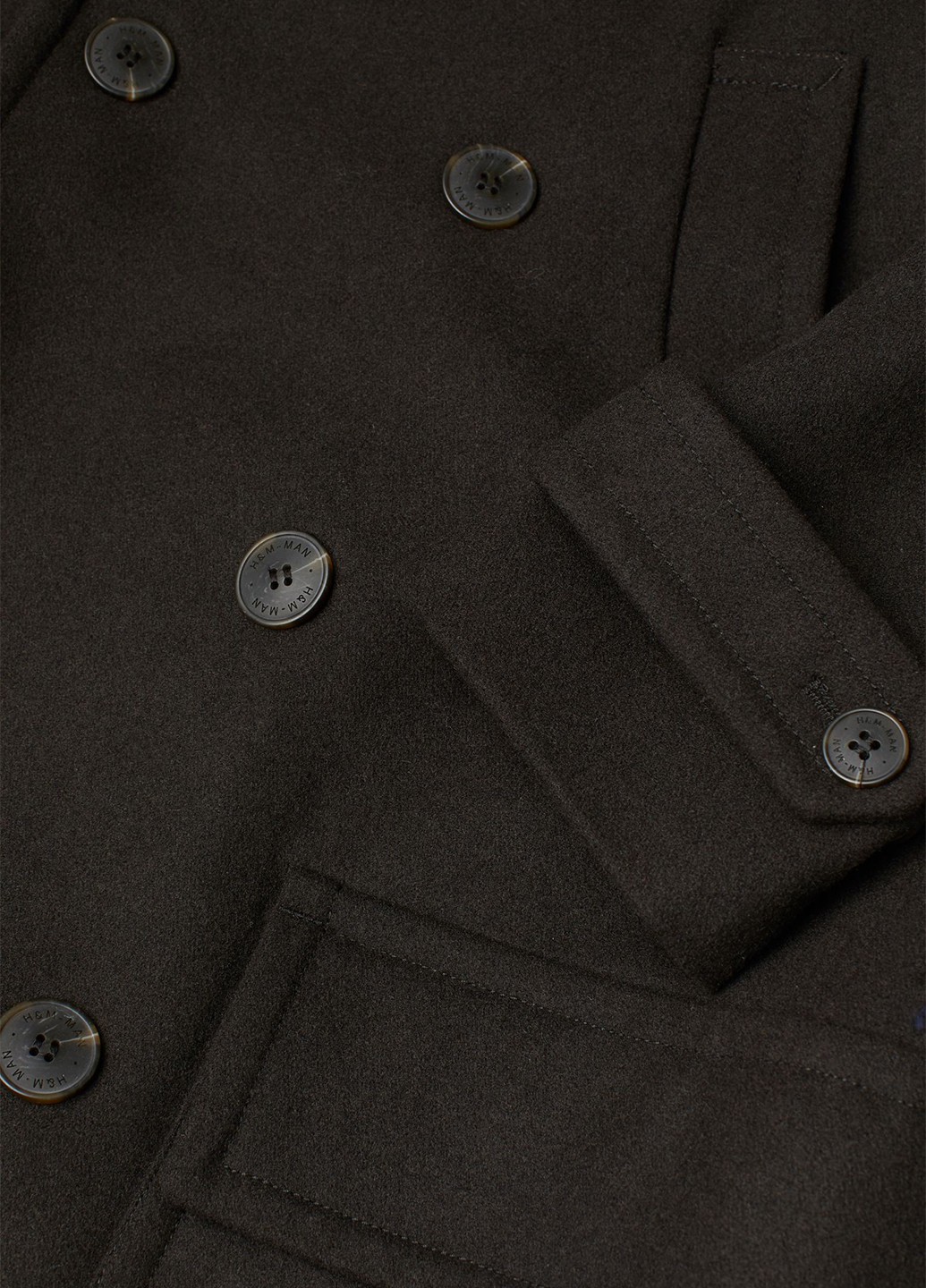 Темно-серое демисезонное Пальто двубортное H&M