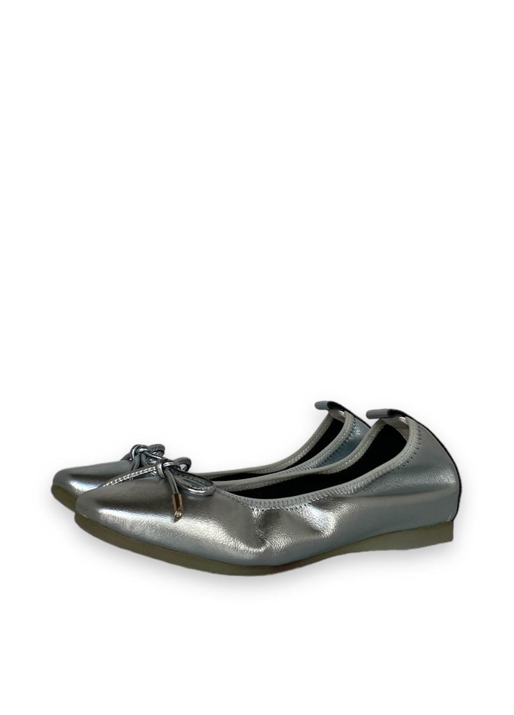 Жіночі балетки Bigioni | срібні однотонні бант натуральна шкіра (294942087)