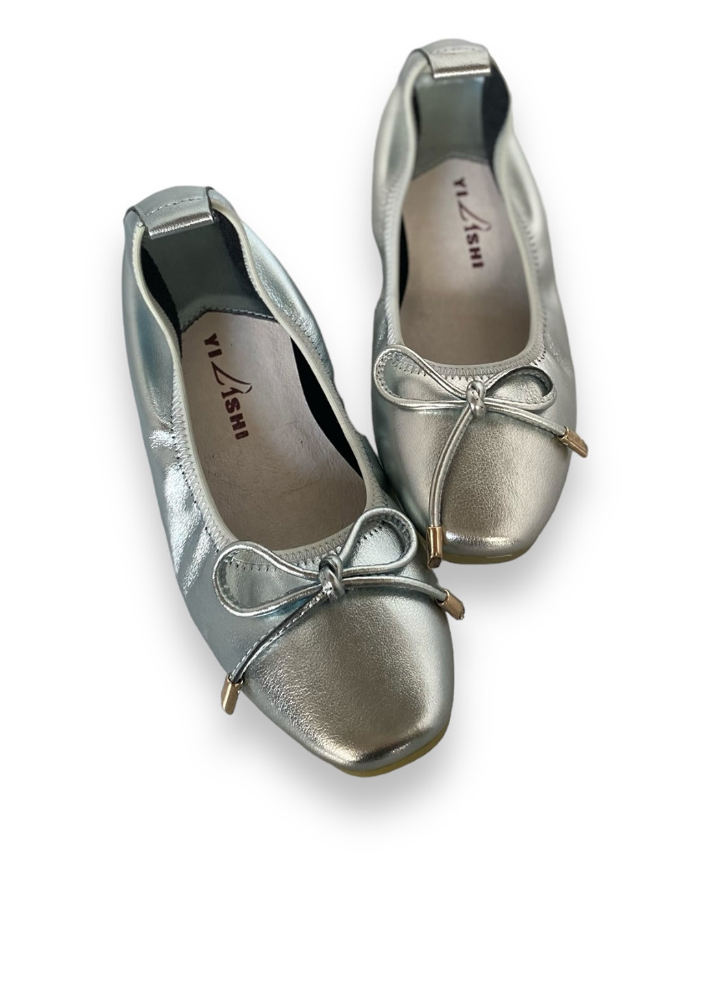 Жіночі балетки Bigioni | срібні однотонні бант натуральна шкіра (294942087)