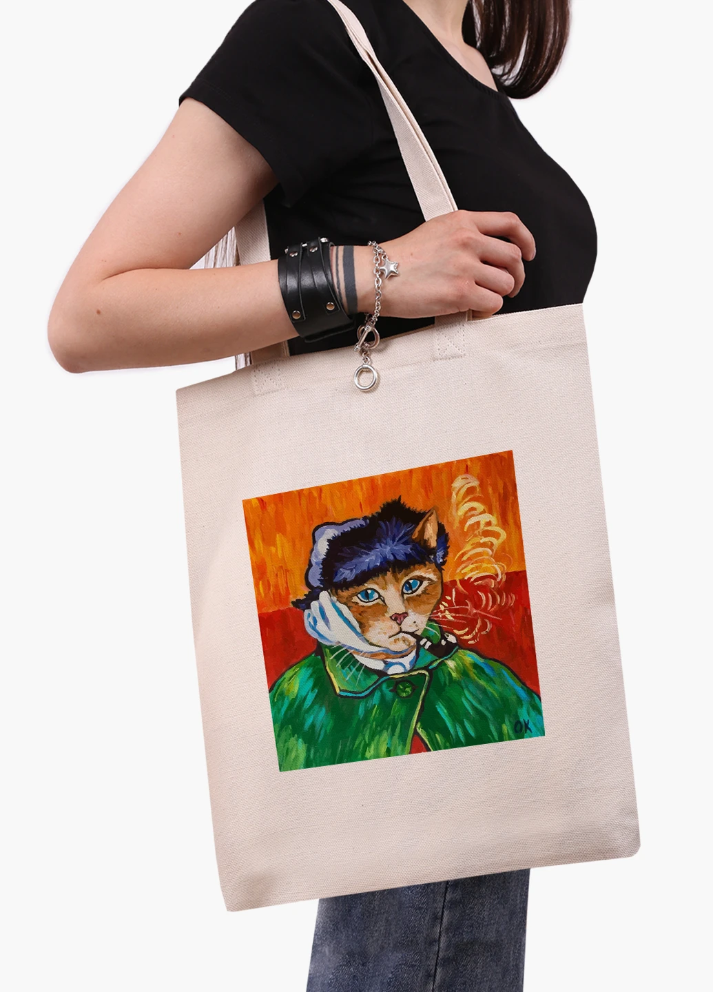 Еко сумка шоппер біла Кот Вінсент Ван Гог (Vincent van Gogh Cat) (9227-2958-WT-1) 41*35 см MobiPrint (228156155)
