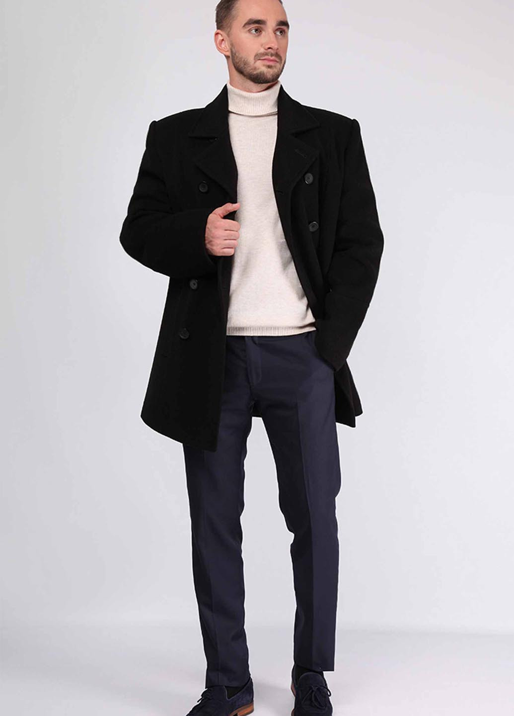 Чорне демісезонне Пальто двобортне Sun's House