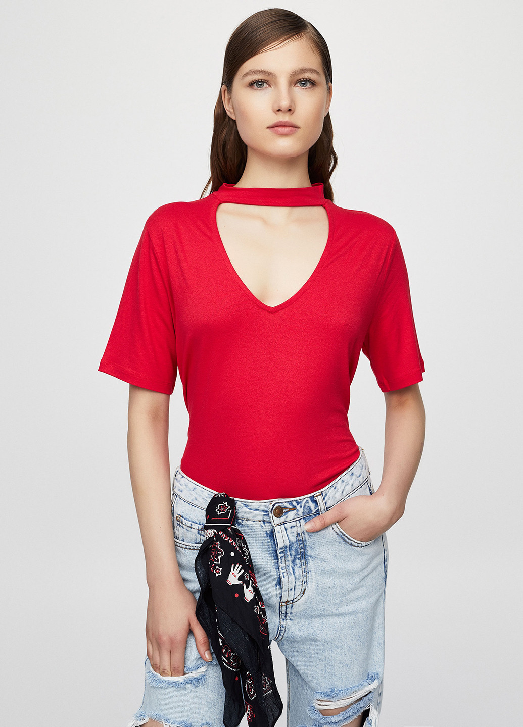 Красная летняя футболка Pull & Bear