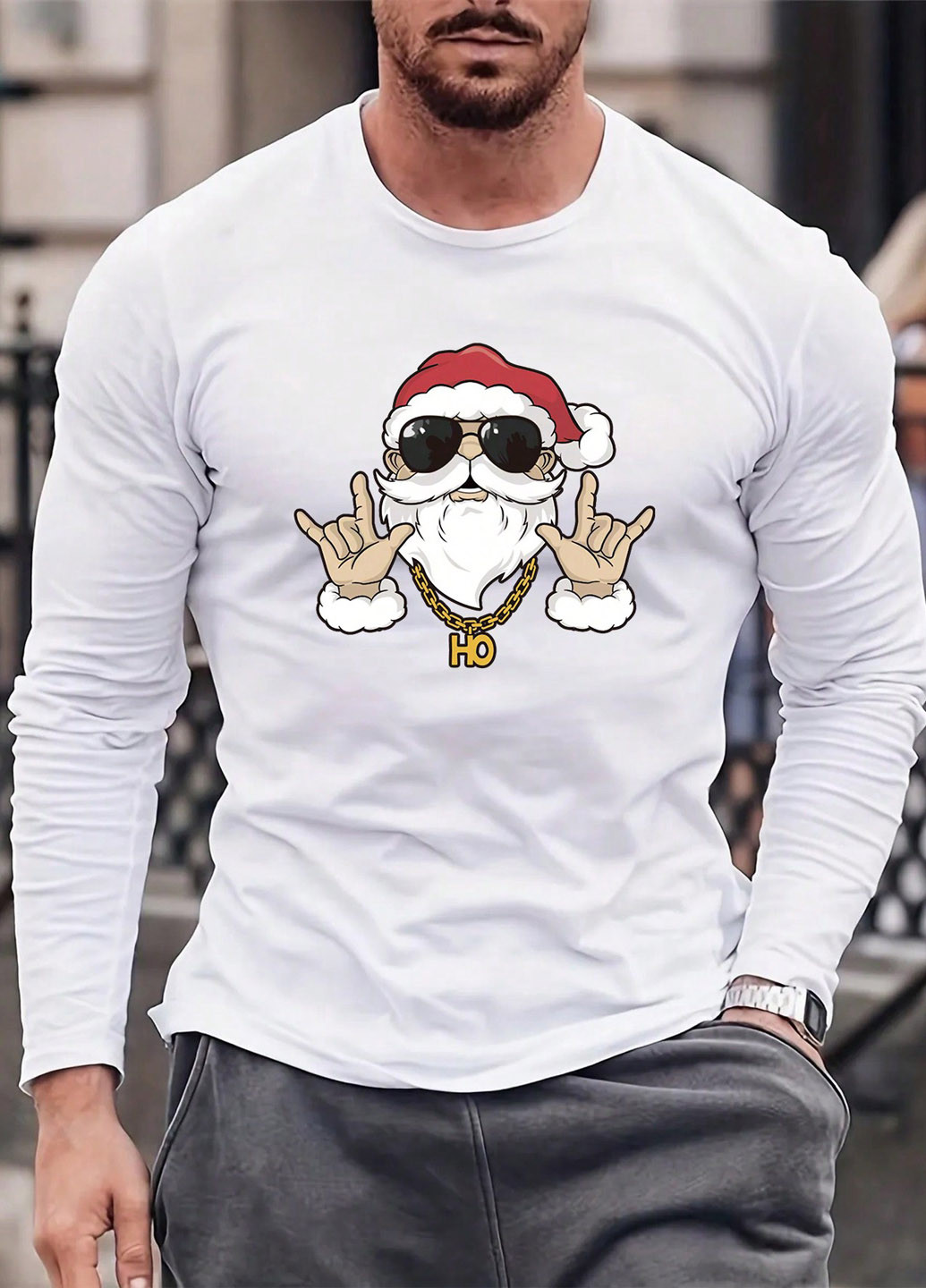 Лонгслів SHEIN новорічний білий кежуали поліестер, трикотаж