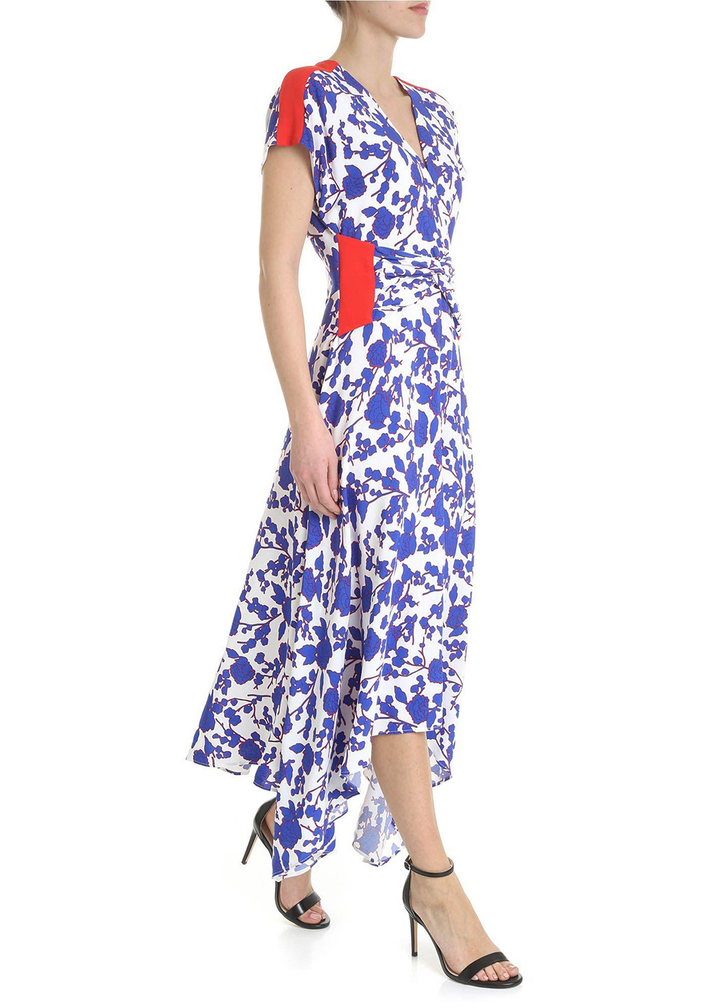 Синее кэжуал платье клеш Pinko с цветочным принтом