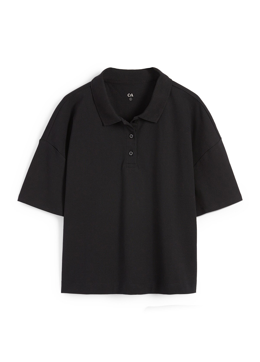 Черная женская футболка-поло C&A однотонная