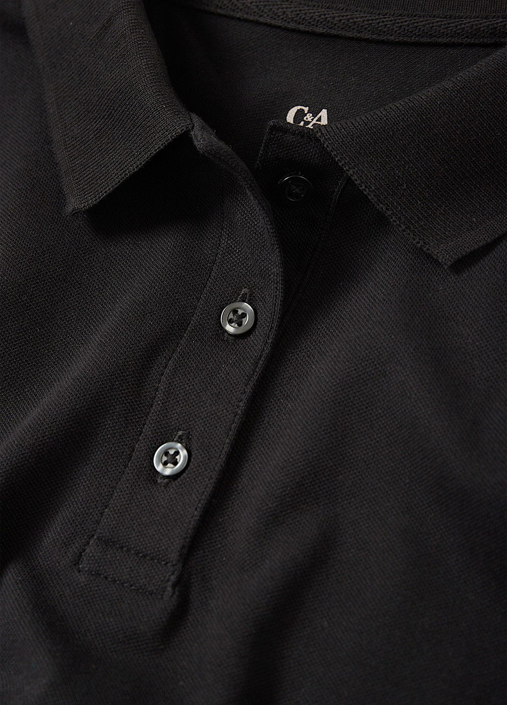 Черная женская футболка-поло C&A однотонная