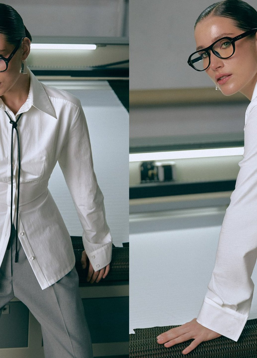 Молочная кэжуал рубашка однотонная Gepur