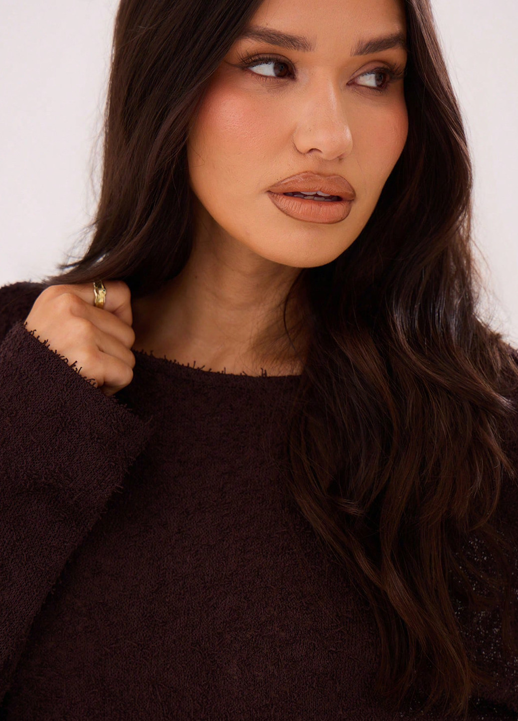 Коричневое кэжуал платье платье-свитер SHEIN однотонное