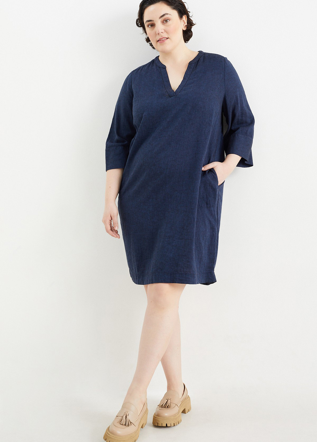 Темно-синее кэжуал платье оверсайз C&A однотонное