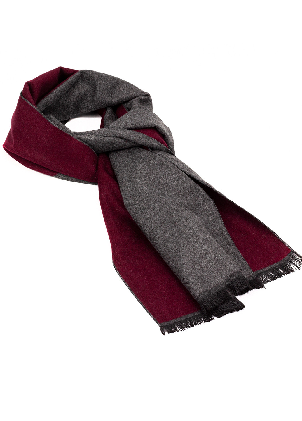 Мужской однотонный шарф серый с карсным LuxWear MS1008 однотонный серо-красный кэжуал полиэстер