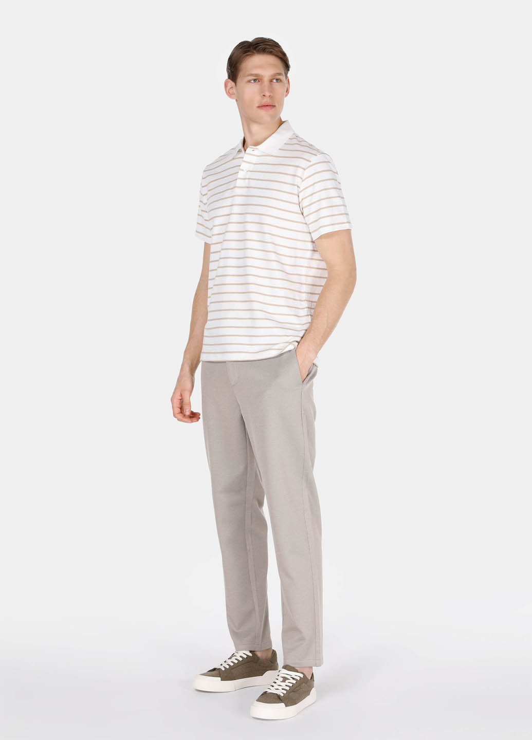 Светло-серые кэжуал летние прямые брюки Colin's