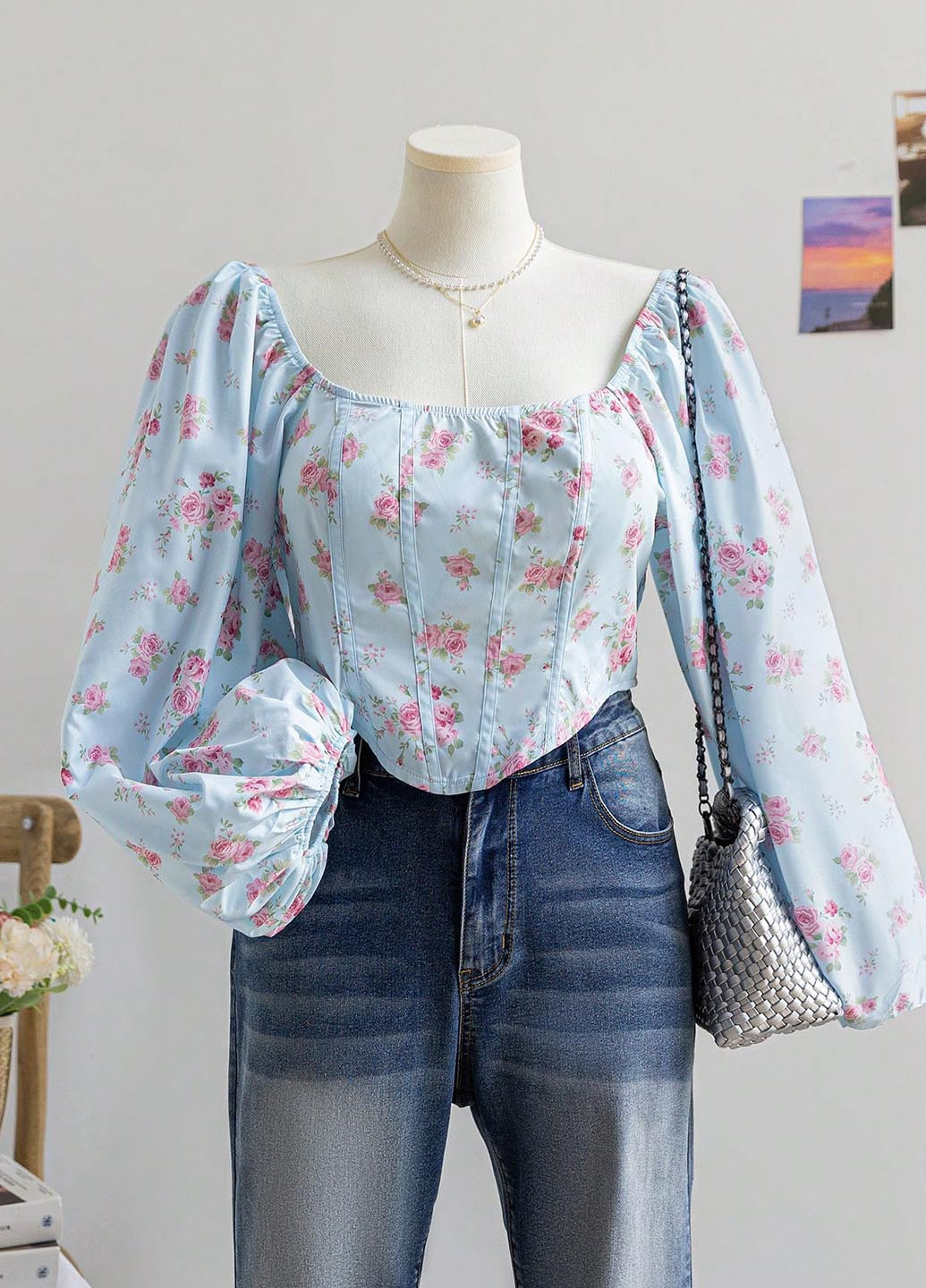 Голубая блуза SHEIN