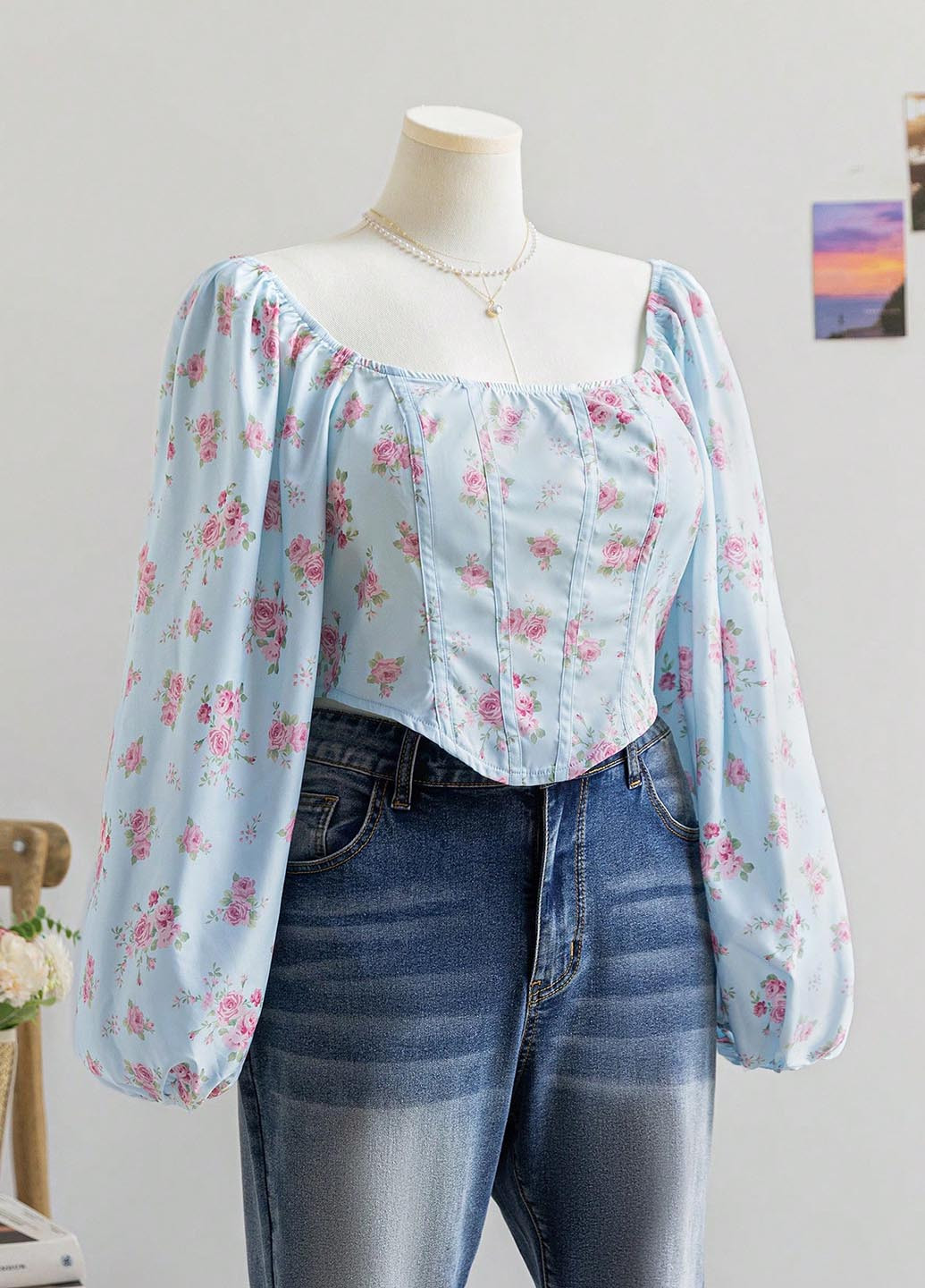 Голубая блуза SHEIN