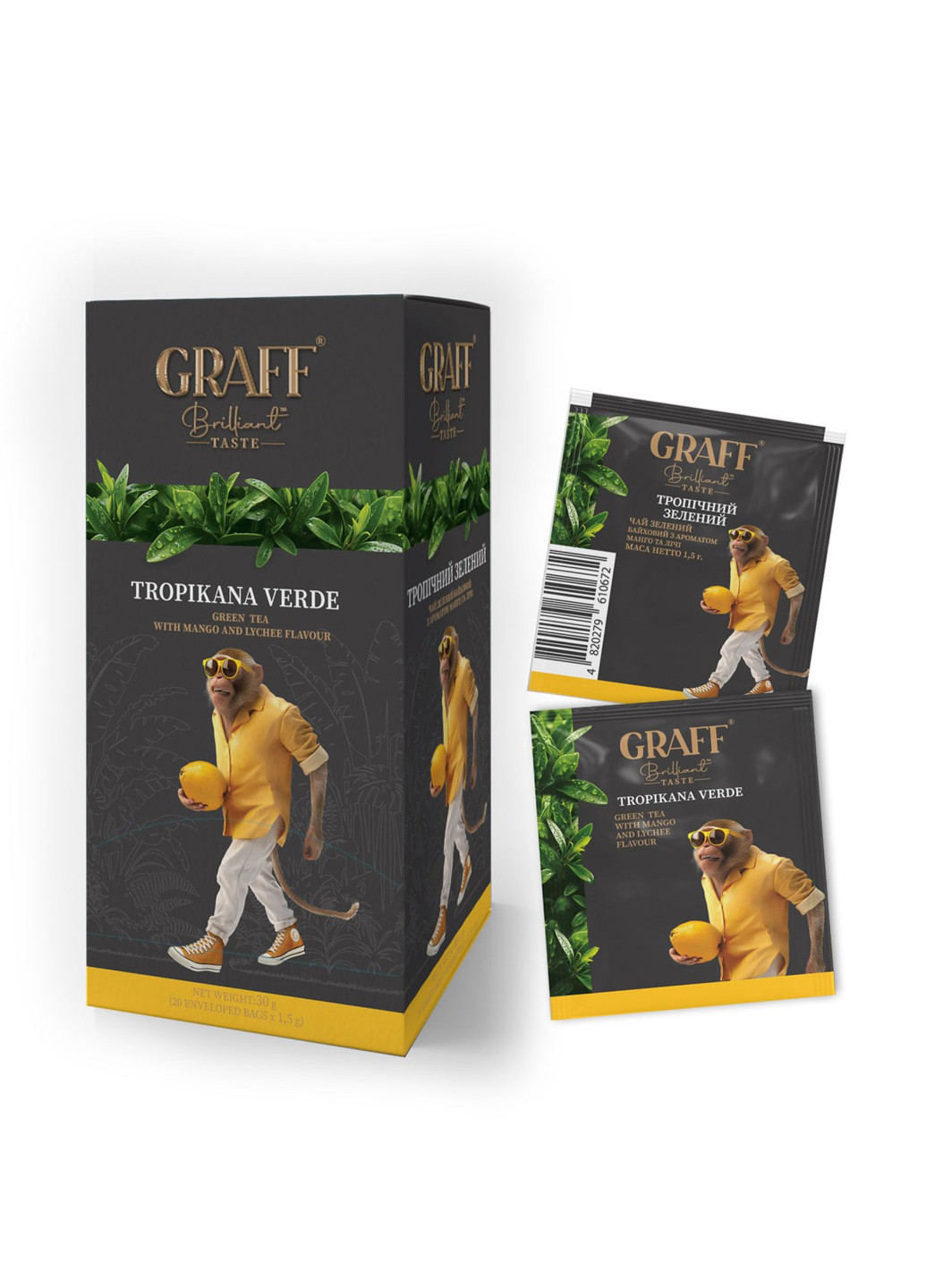 Чай зеленый с аром.манго+личи, пакет.(саше) Тропический зеленый, 30г Graff (322737124)