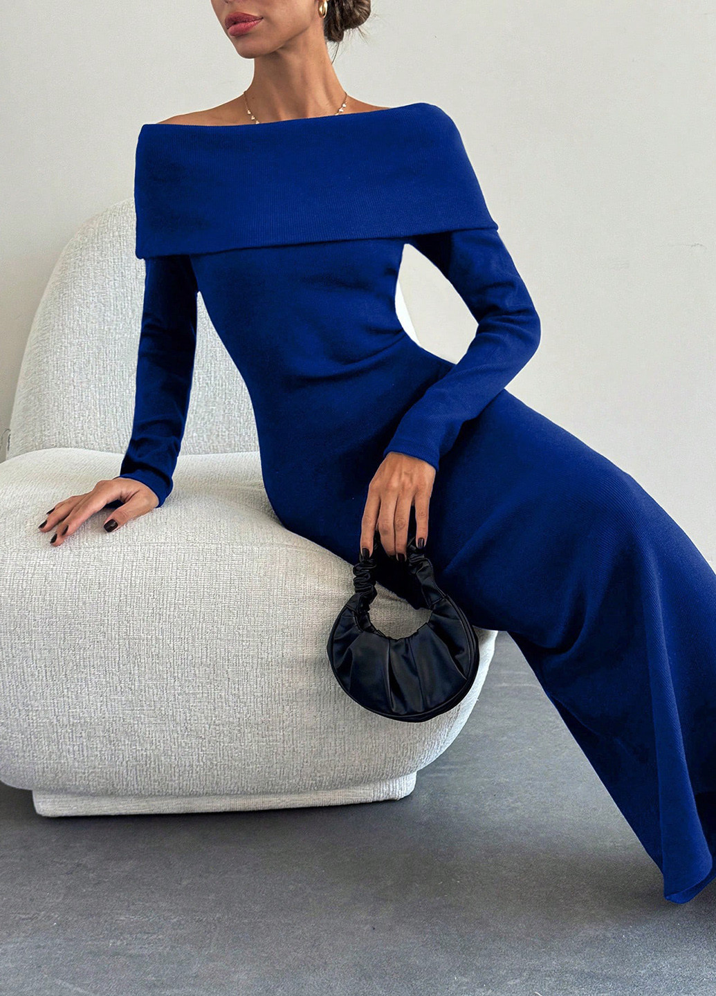 Синя кежуал сукня силуетна, сукня светр SHEIN однотонна