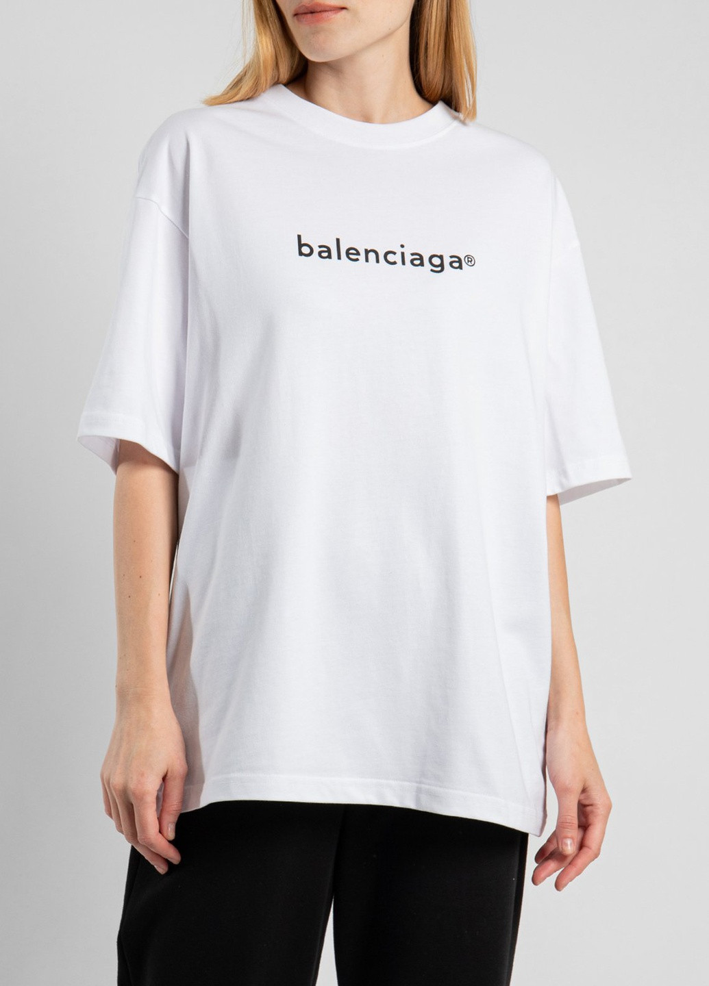Біла всесезон біла футболка oversize з логотипом Balenciaga
