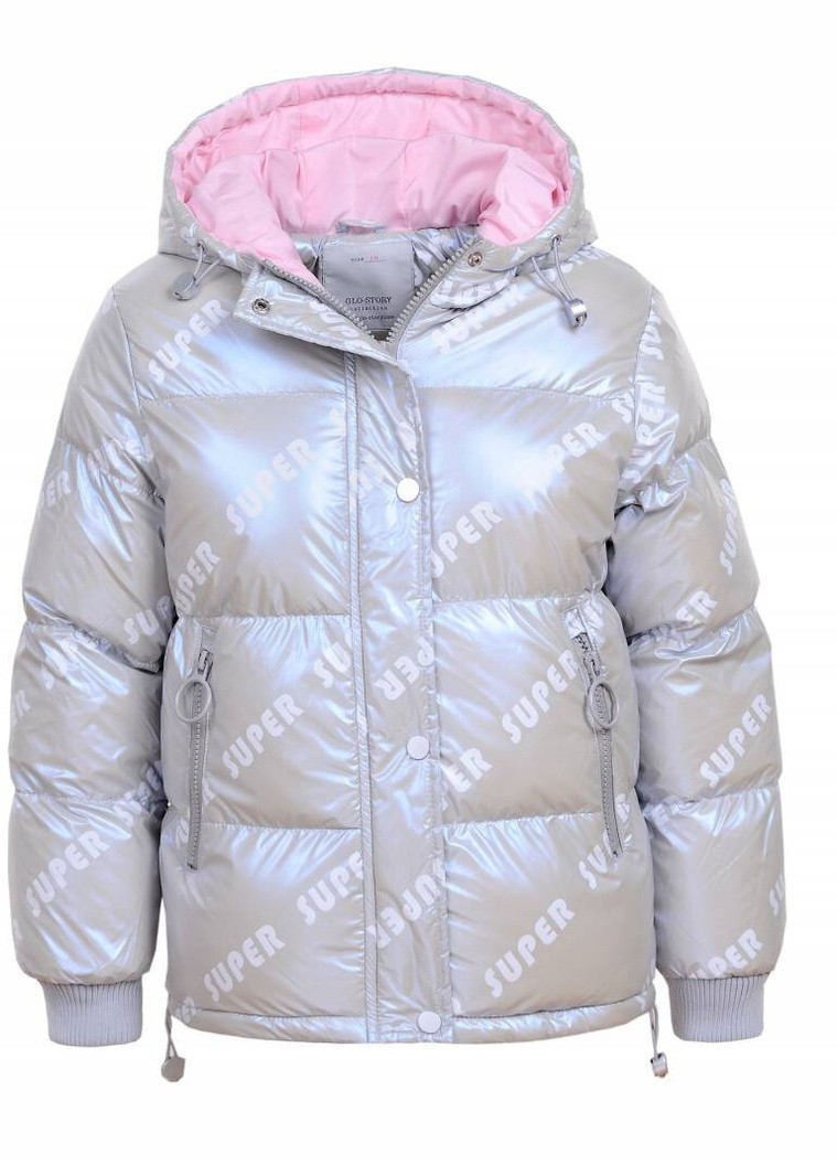 Серебряная зимняя куртка для девочки 1371 128 серебристый (2000903879473) Glo-Story