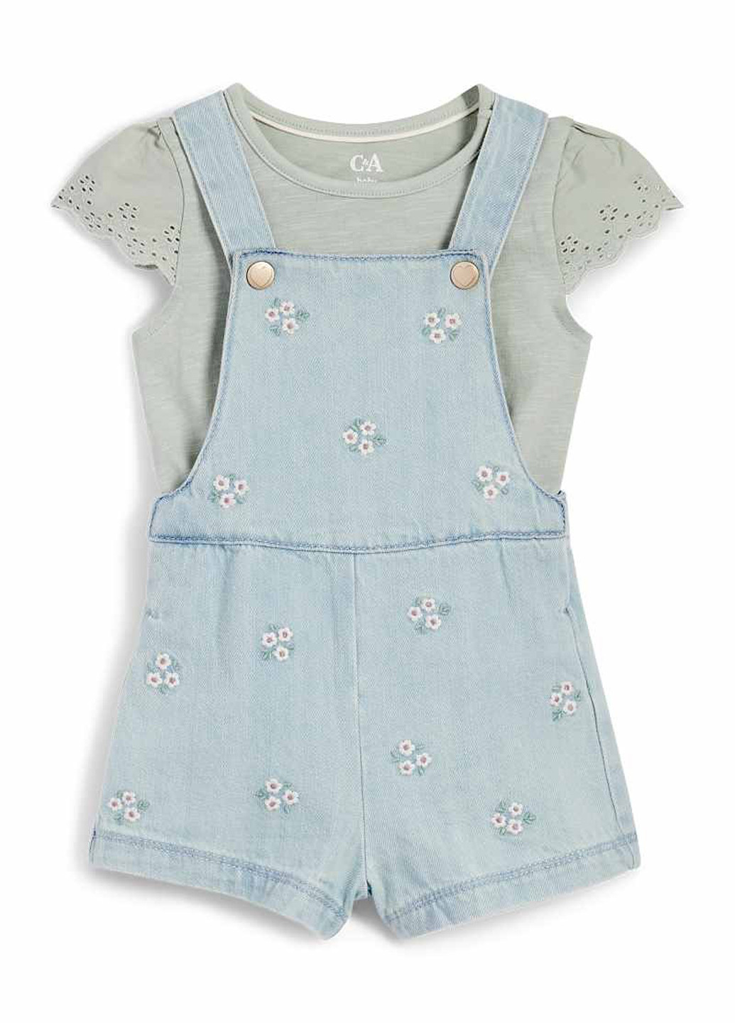 Комбінований літній комплект (футболка, комбінезон) C&A