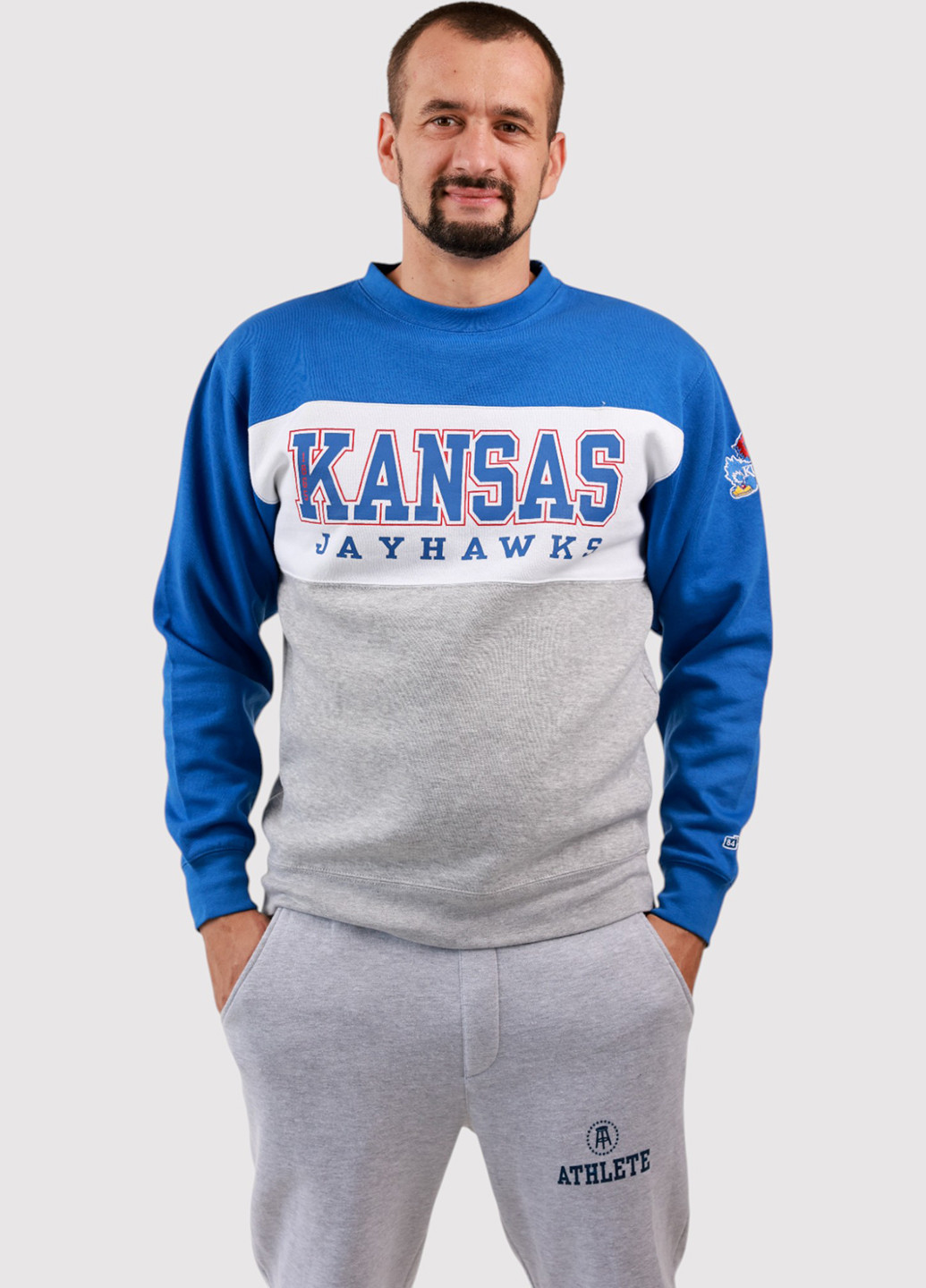 Комбинированный свитшот Blue 84 надпись без декора (361422101)