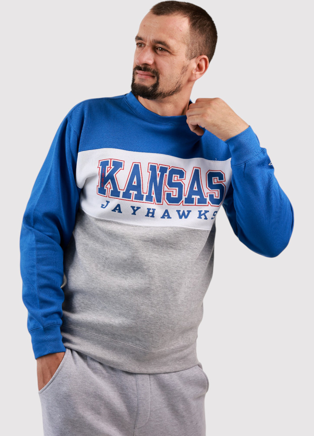 Комбинированный свитшот Blue 84 надпись без декора (361422101)