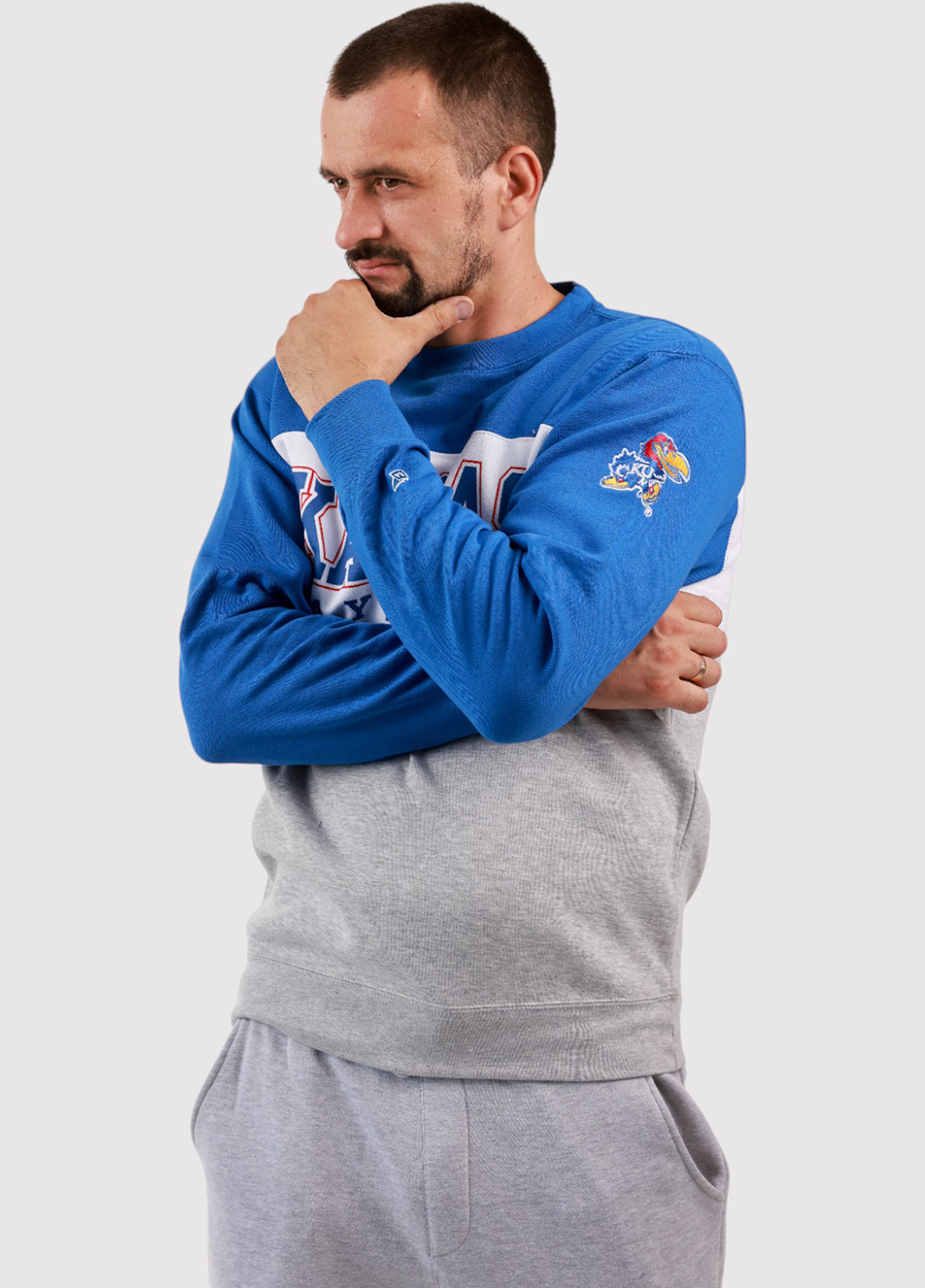 Комбинированный свитшот Blue 84 надпись без декора (361422101)