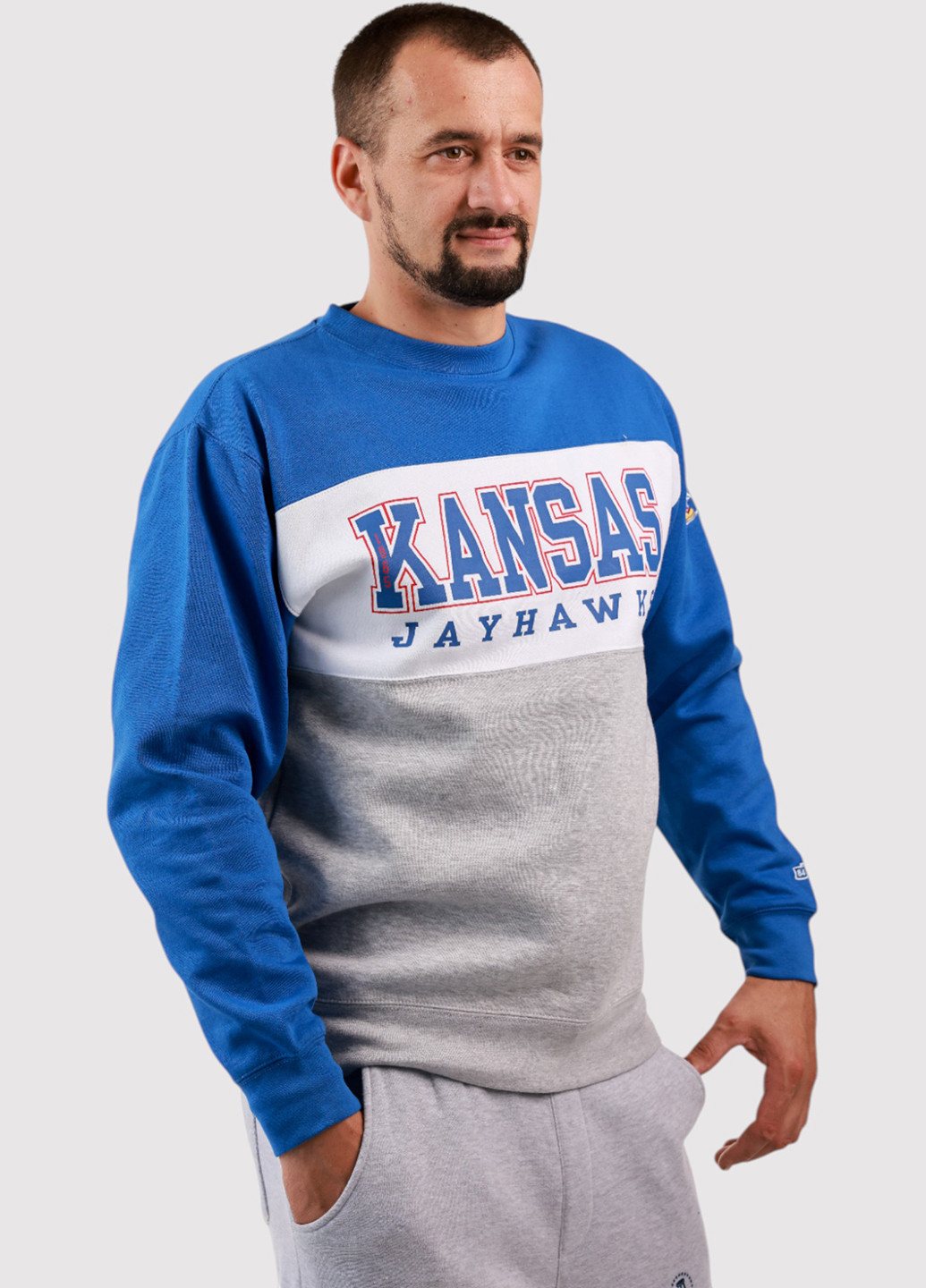 Комбинированный свитшот Blue 84 надпись без декора (361422101)