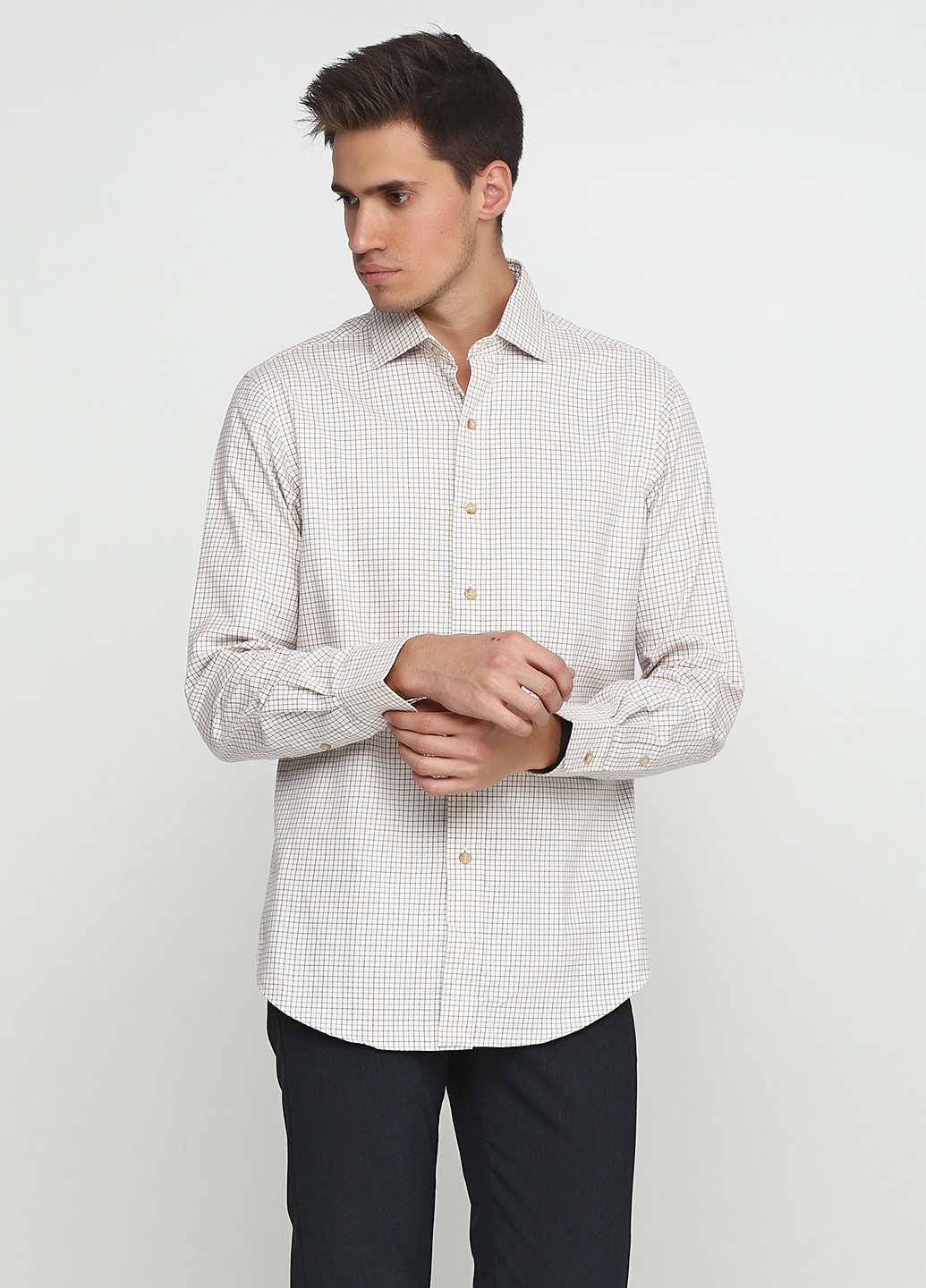 Кремовая кэжуал рубашка в клетку Ralph Lauren с длинным рукавом