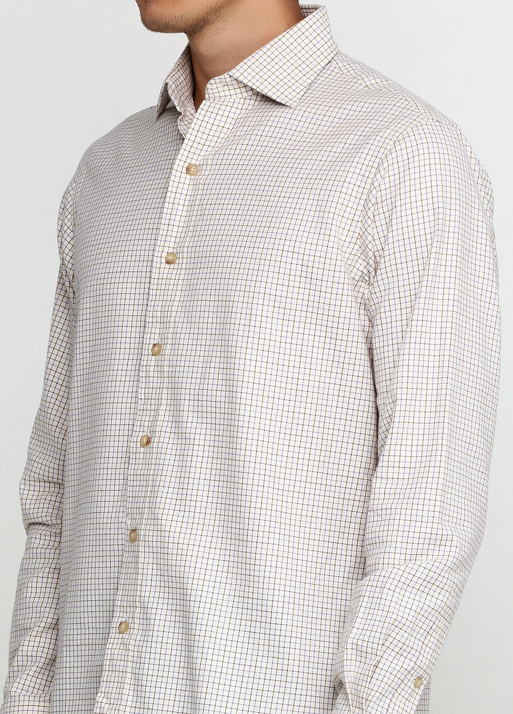 Кремовая кэжуал рубашка в клетку Ralph Lauren с длинным рукавом
