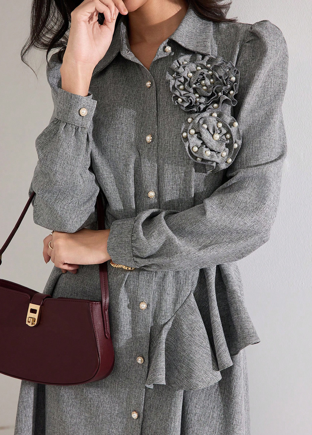 Сіра кежуал сукня сукня-сорочка SHEIN меланжева