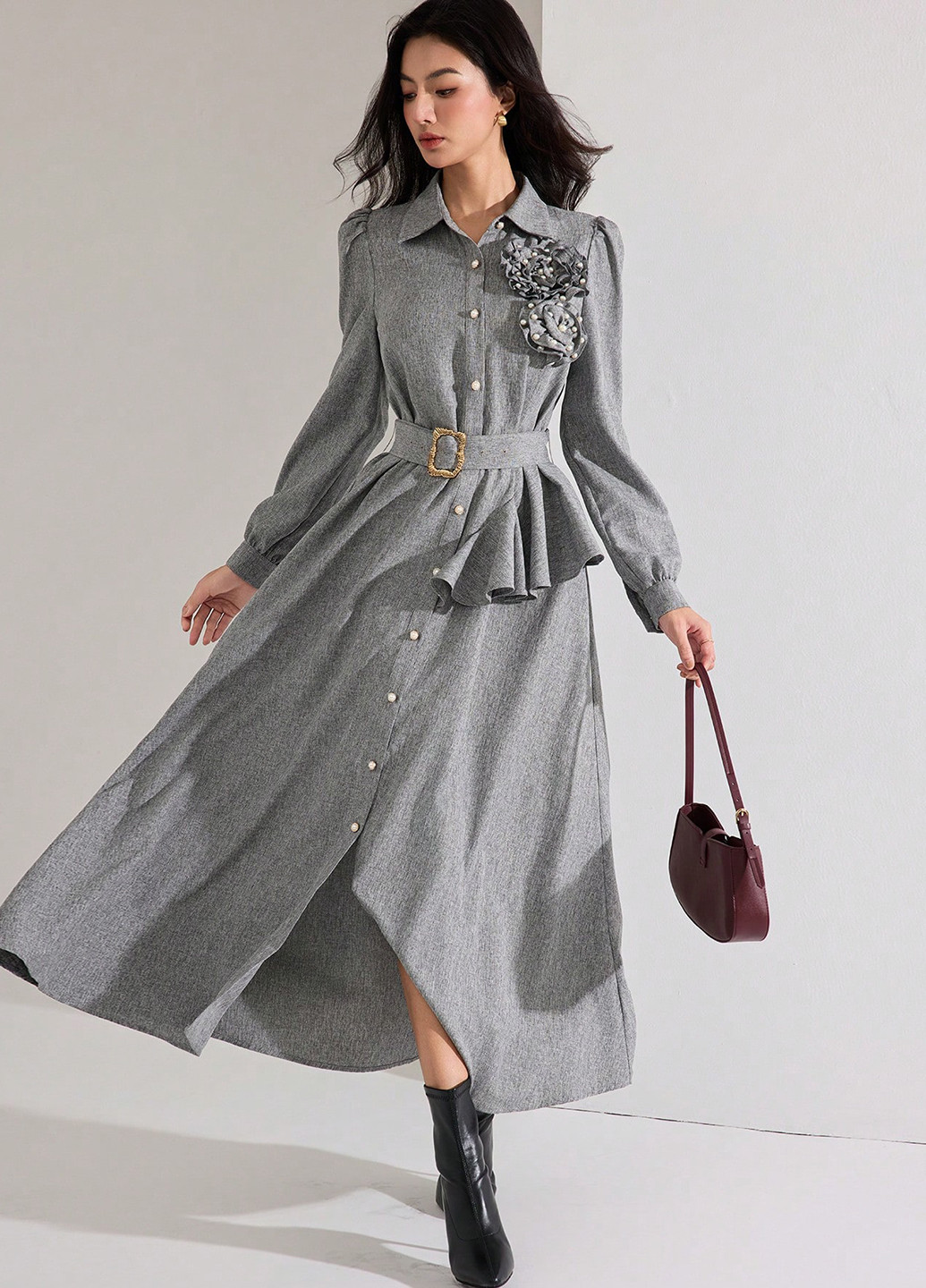 Сіра кежуал сукня сукня-сорочка SHEIN меланжева
