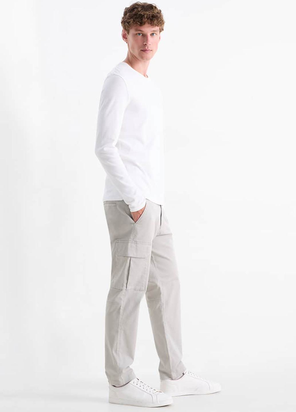 Серые кэжуал демисезонные карго брюки C&A