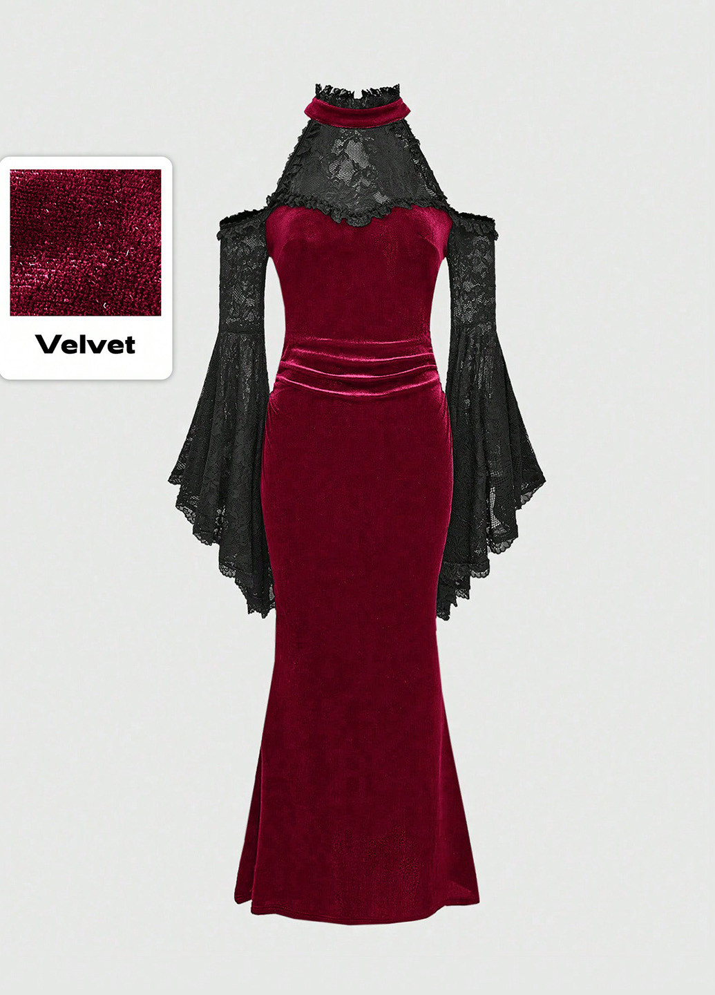 Бордовое вечернее платье годе SHEIN однотонное