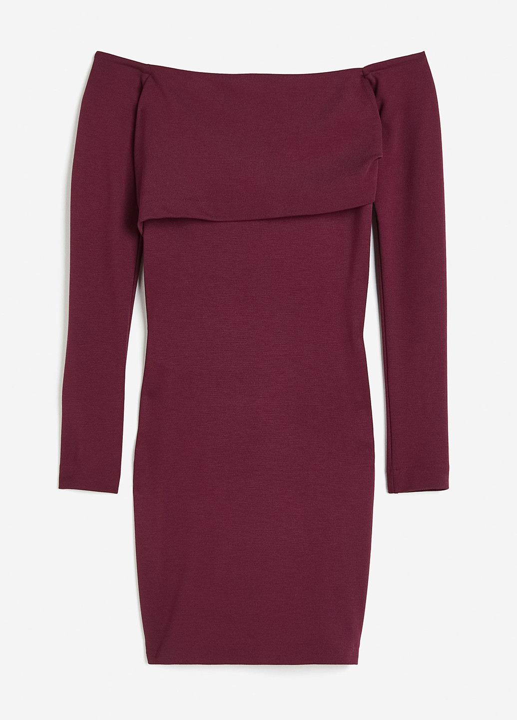 Вишневое кэжуал платье с открытыми плечами H&M однотонное