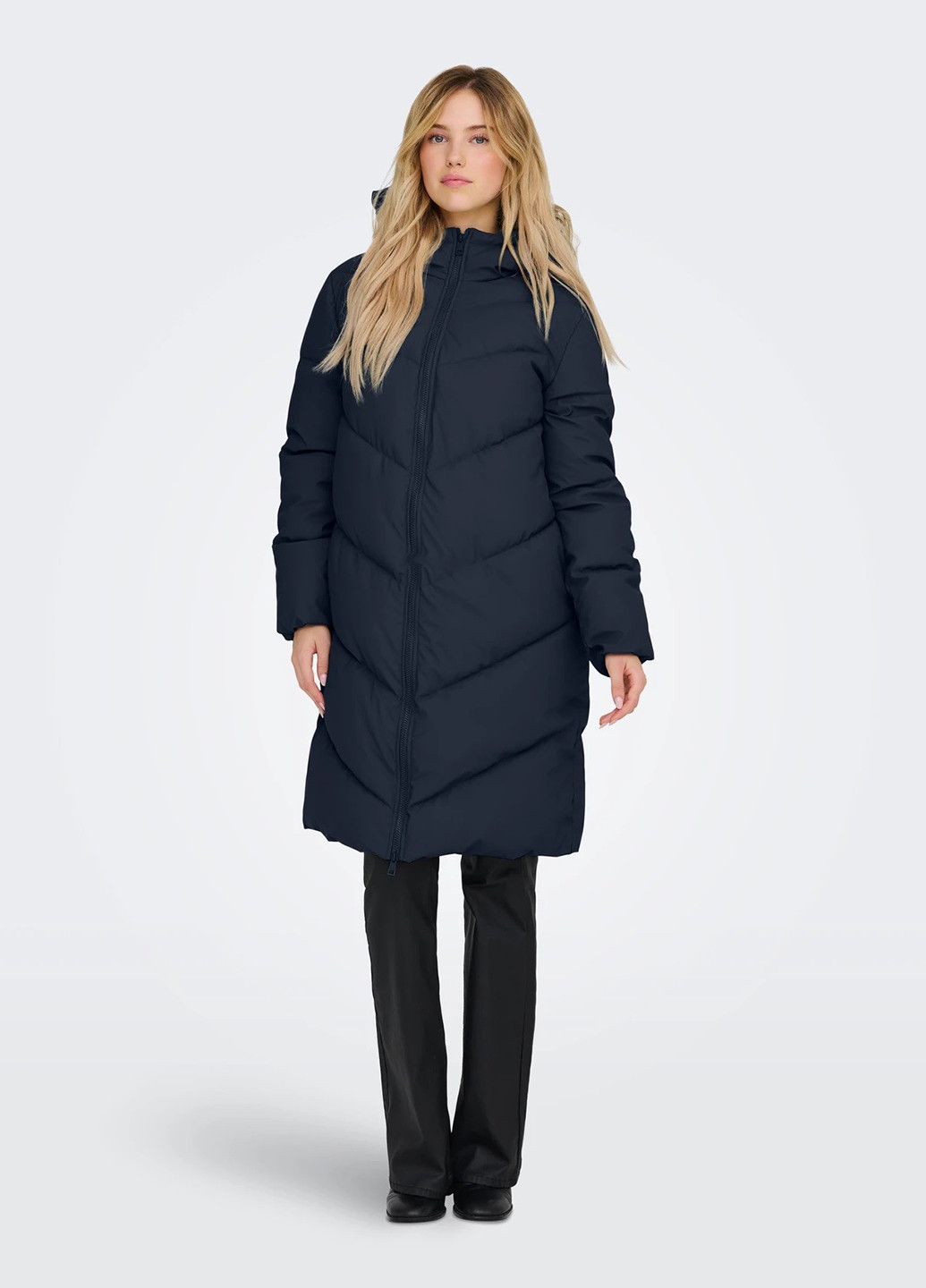 Темно-синяя зимняя куртка куртка-пальто Only