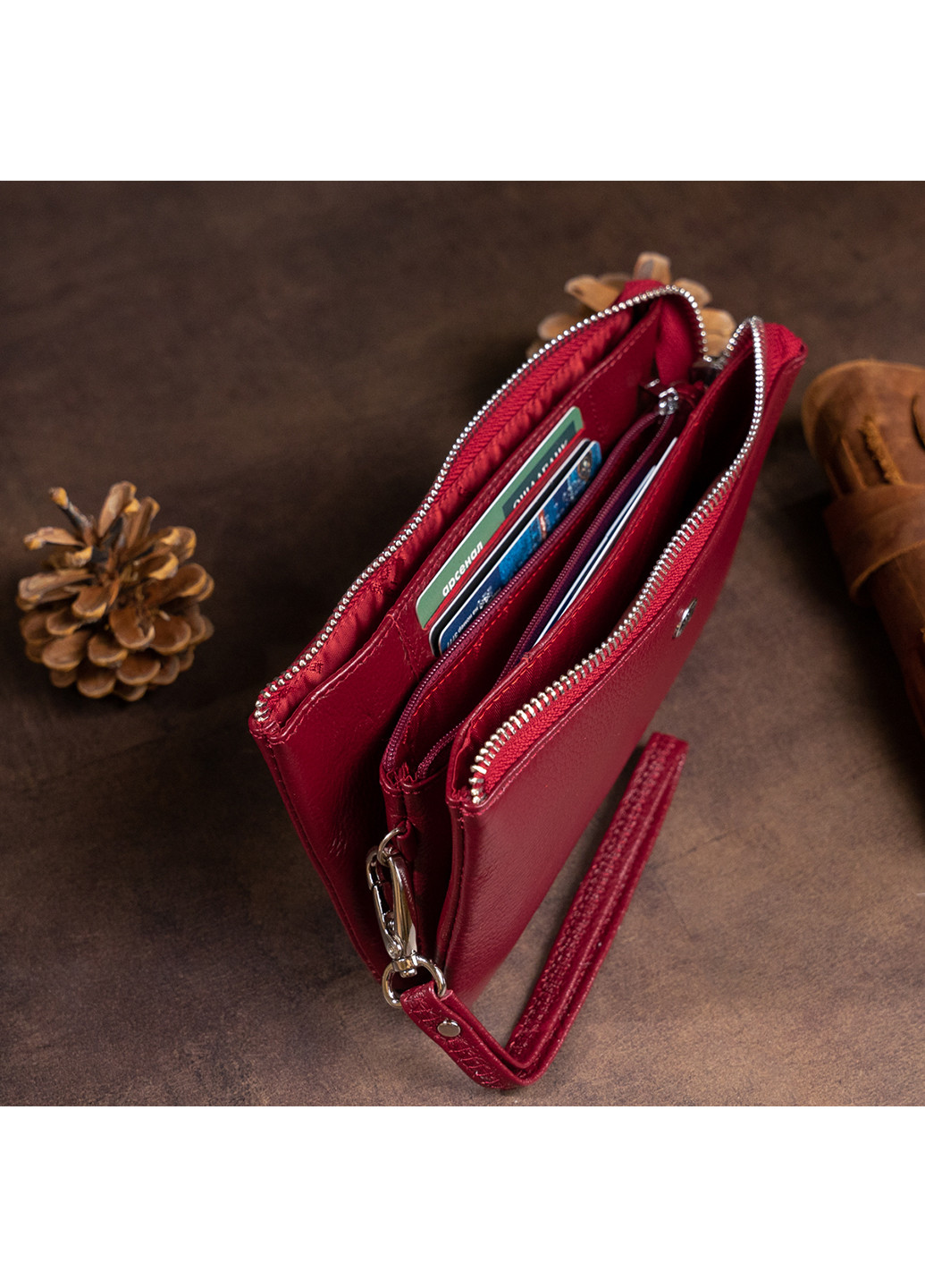 Жіночий шкіряний гаманець-клатч 19,2х10х2 см st leather (229459448)