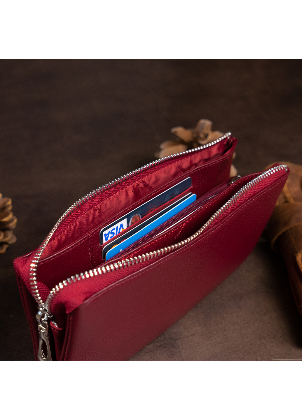 Жіночий шкіряний гаманець-клатч 19,2х10х2 см st leather (229459448)