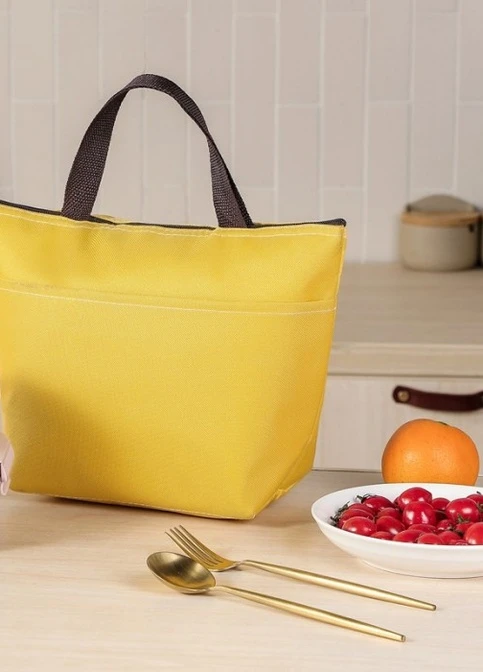 Термосумка ланч біг на замку з кишенею 8л Color, жовта No Brand (252643993)
