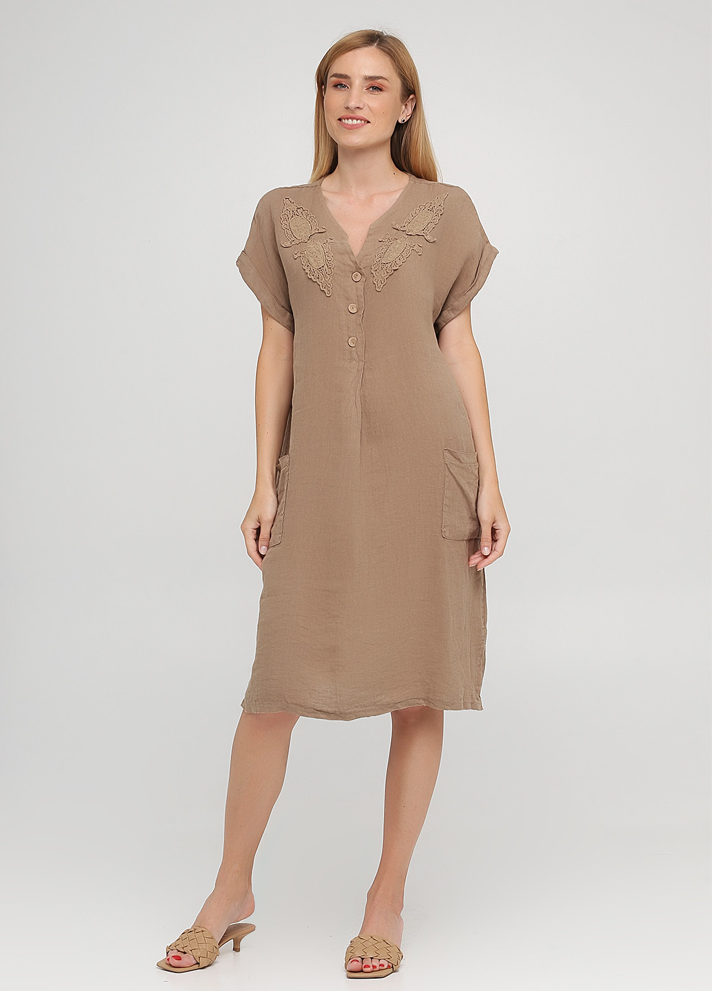 Світло-коричнева кежуал сукня оверсайз Made in Italy однотонна