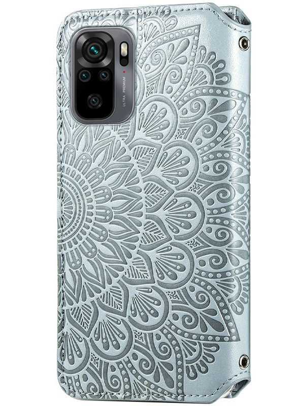 Кожаный чехол книжка Mandala (PU) для Xiaomi Redmi Note 10 / Note 10s Серый (is_00000043350_4) Getman (237824951)