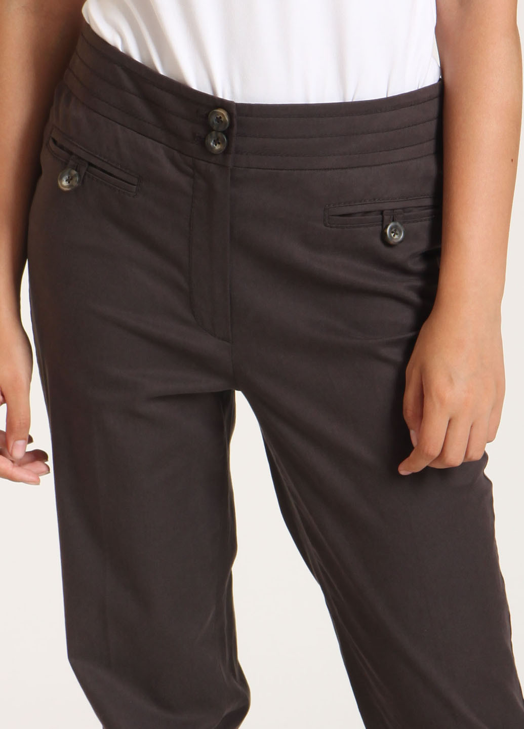 Коричневые кэжуал демисезонные прямые брюки Olsen