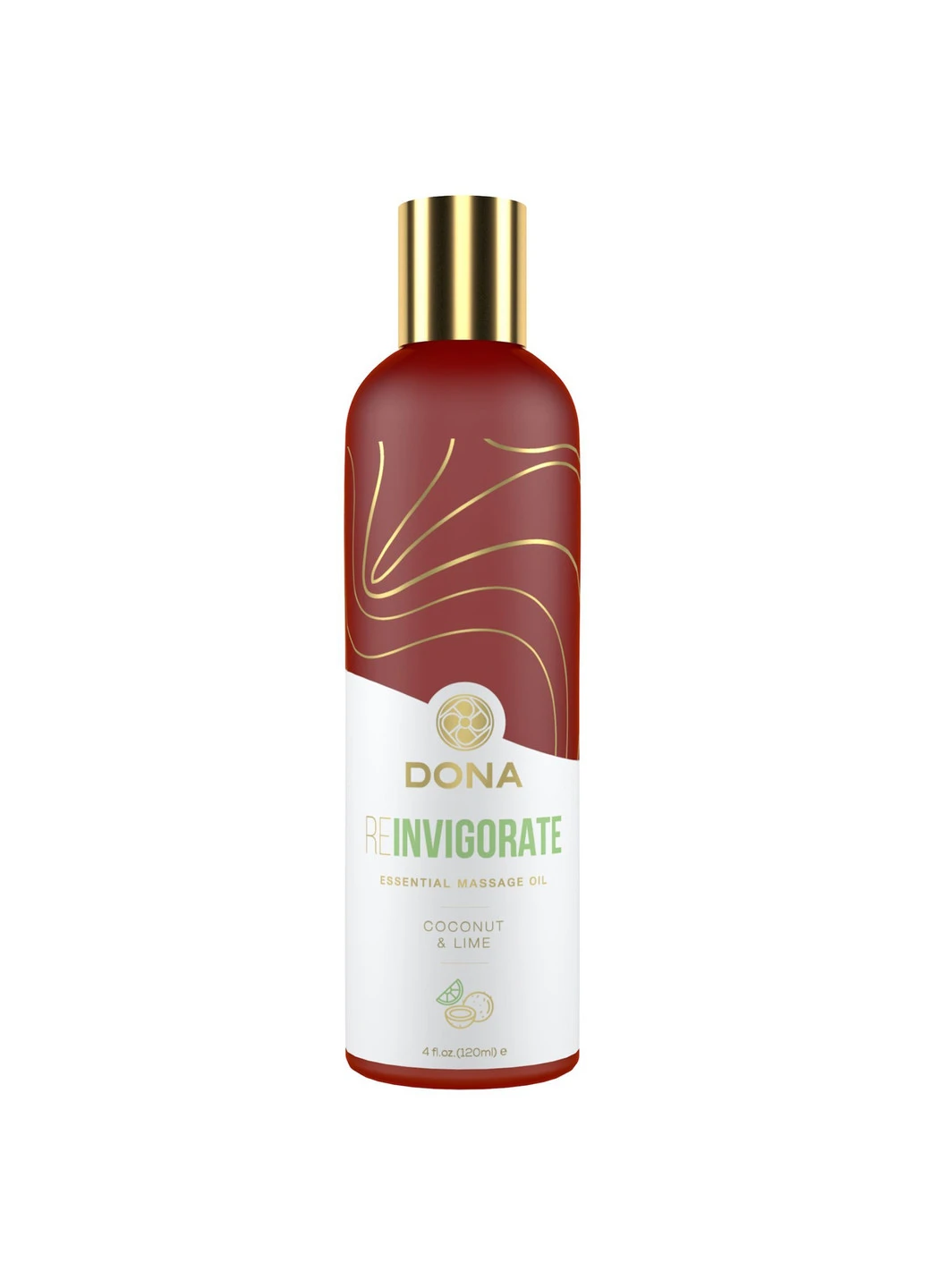 Натуральное массажное масло DONA Reinvigorate - Coconut & Lime (120 мл) с эфирными маслами System JO (251876887)