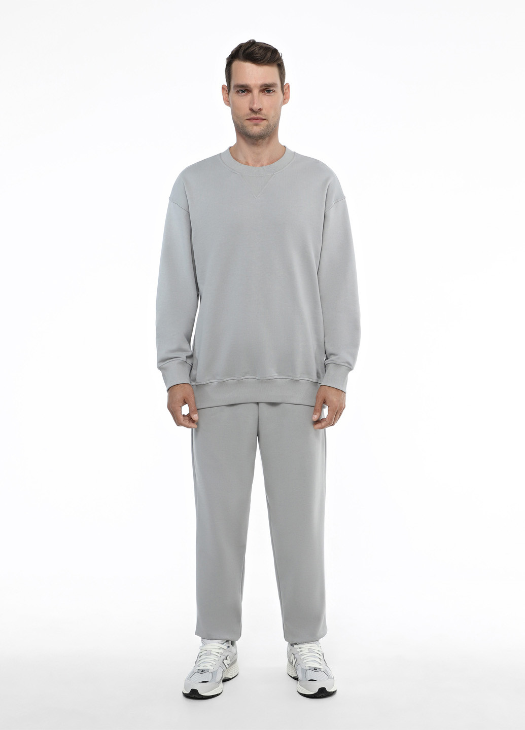 Светло-серые кэжуал демисезонные прямые брюки Promin