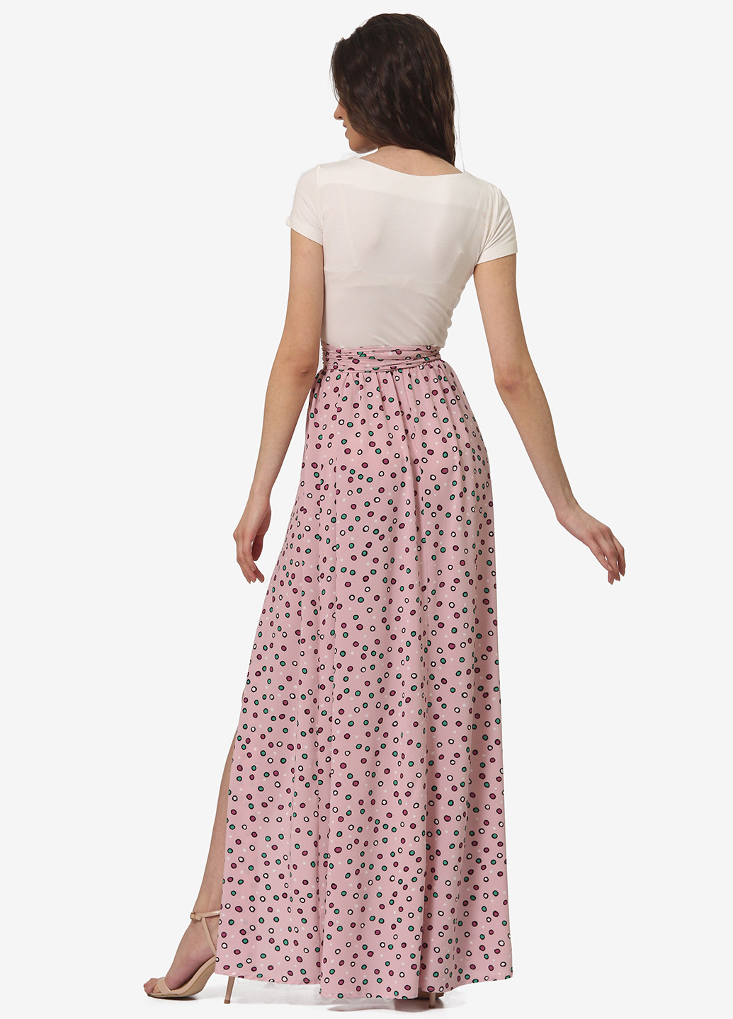 Светло-розовая кэжуал в горошек юбка Lila Kass клешированная