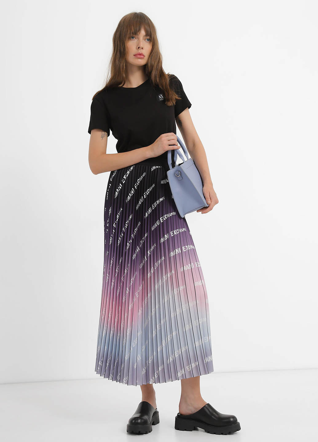 Фиолетовая кэжуал градиентной расцветки юбка Armani Exchange плиссе