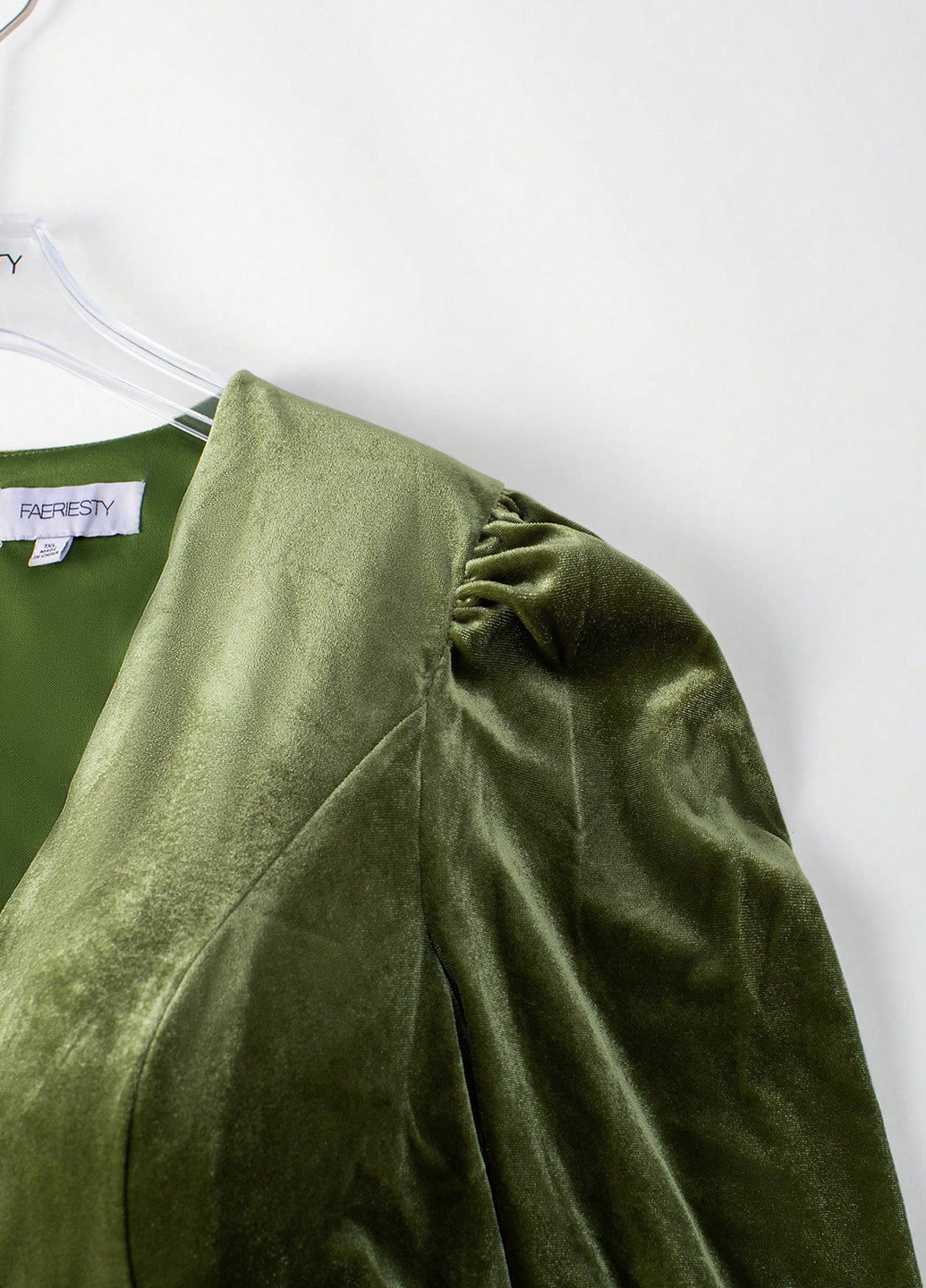 Оливковое вечернее платье с пышной юбкой SHEIN однотонное