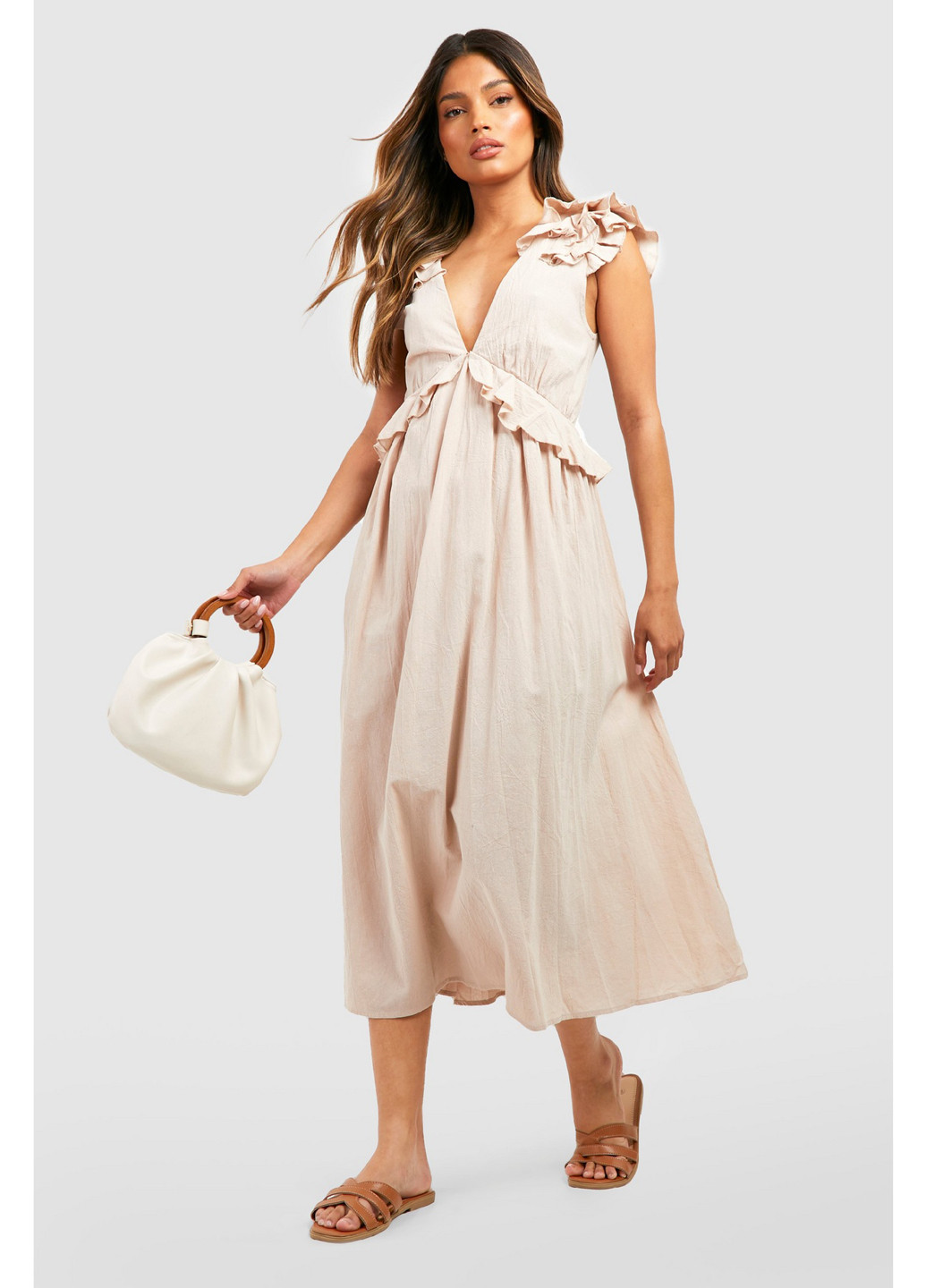 Бежева кежуал сукня Boohoo однотонна