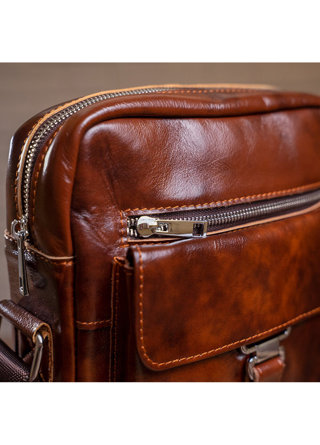 Мужская кожаная сумка 23х27х6 см Vintage (229460208)