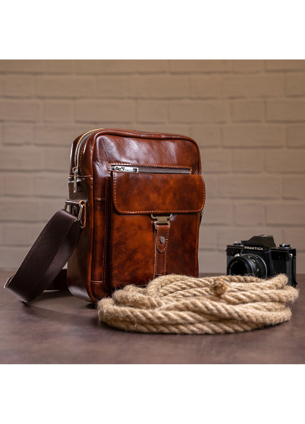 Мужская кожаная сумка 23х27х6 см Vintage (229460208)