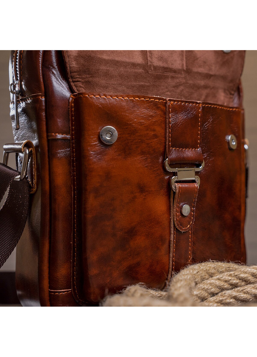 Мужская кожаная сумка 23х27х6 см Vintage (229460208)