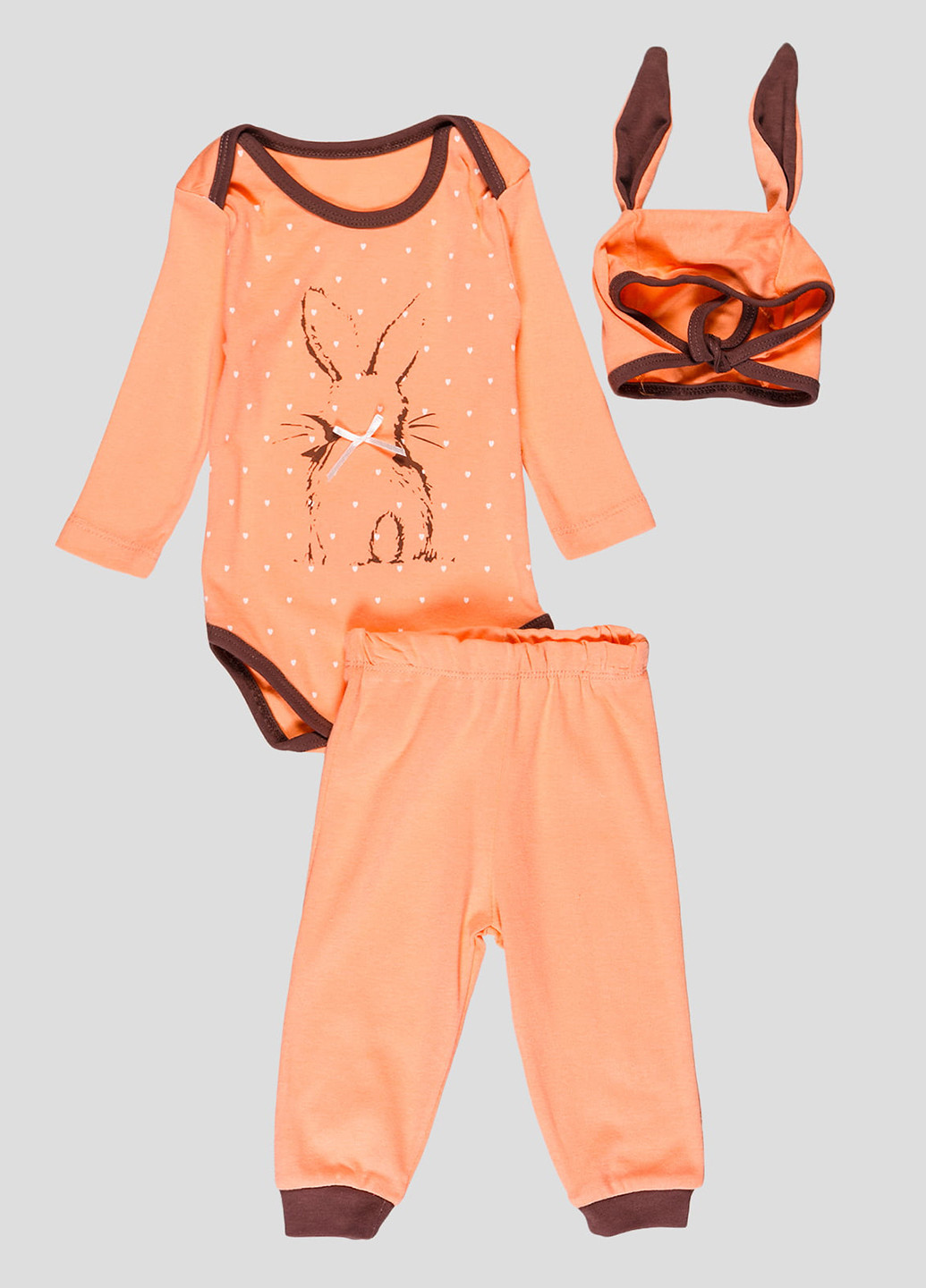 Оранжевый демисезонный комплект (боди, брюки, шапка) Bebemania